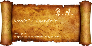 Novák Agenór névjegykártya