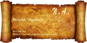 Novák Agenór névjegykártya